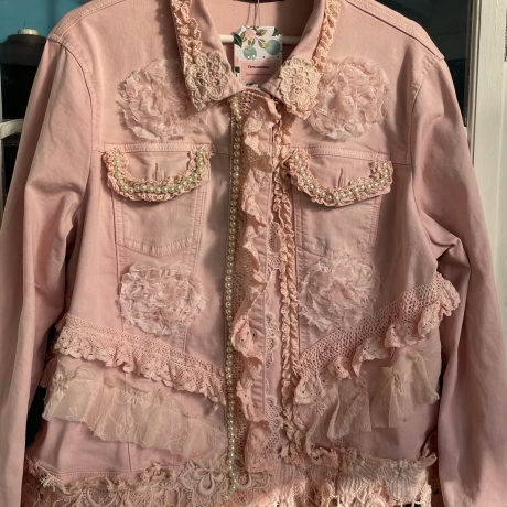 Jeansjacke Boho Romantik Taschenwerk Größe 42 44 46