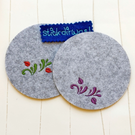 Miniranke Blatt 3x Stickdatei kleine Satin Ranke mit Blättchen