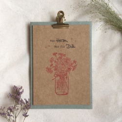 Von Herzen • Karte zum Geburtstag mit Umschlag Blumen