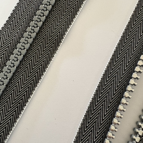 Reißverschluss silber + Zipper 5mm Knochen-Reißverschluss
