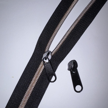 Reißverschluss rosegold + Zipper schwarz 5mm Metall