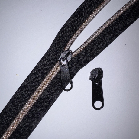 Reißverschluss rosegold + Zipper schwarz 5mm Metall