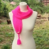 Schal gestrickt Wickelschal pink leicht Strickmode schmal 