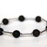 Lava-Kugel-Armband (elastisch) in Schwarz mit Edelstahl-Elementen