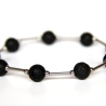 Lava-Kugel-Armband (elastisch) in Schwarz mit Edelstahl-Elementen
