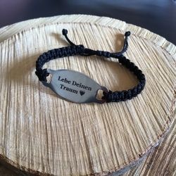 Makrameearmband mit lasergraviertem Verbinder anpassbar 