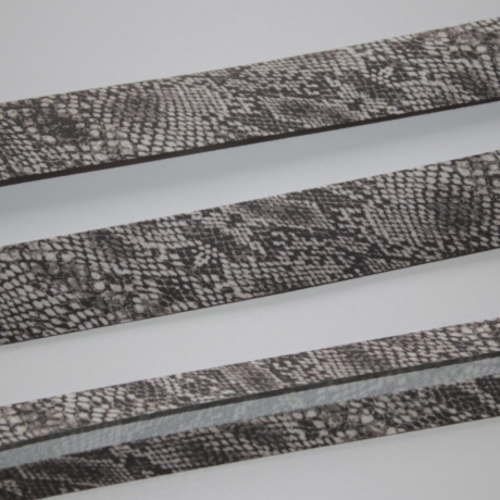 Schrägband Schlangen-Design grau 20 mm