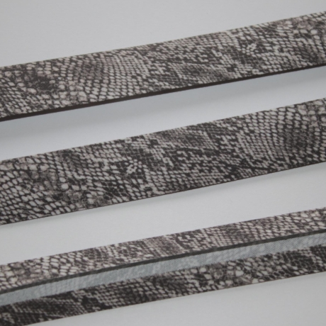 Schrägband Schlangen-Design grau 20 mm Reptil