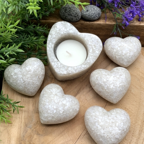 Handgefertigtes Deko Set Pure Heart aus Glas und Harz