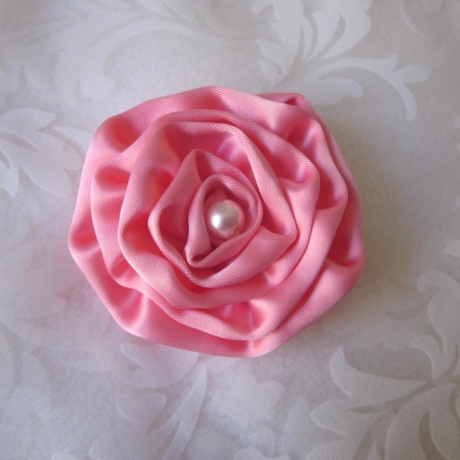 Rosa Stoff Brosche Anstecker Stoffblume Marinette