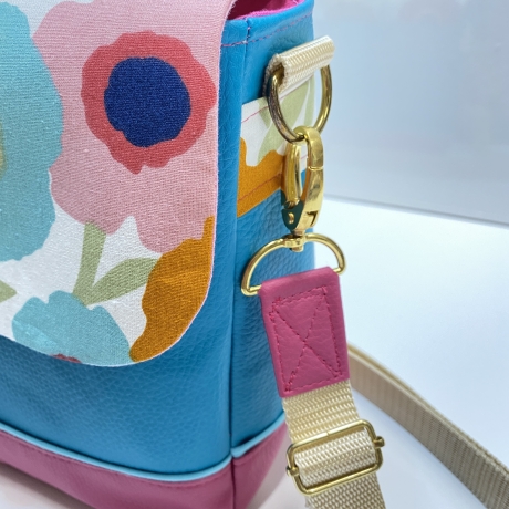 Handmade Handtasche bunt Blumen Umhängetasche pink petrol kaufen 