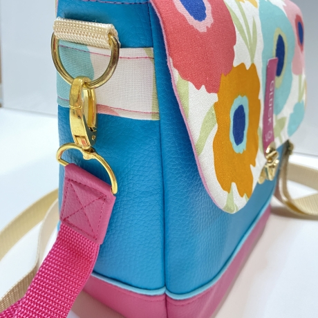 Handmade Handtasche bunt Blumen Umhängetasche pink petrol kaufen 