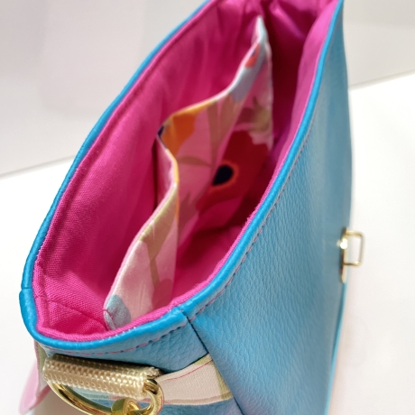 Handmade Handtasche bunt Blumen Umhängetasche pink petrol kaufen 