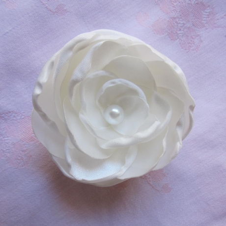 Braut Haarklammer Stoffblume Weiß Klammer Céleste