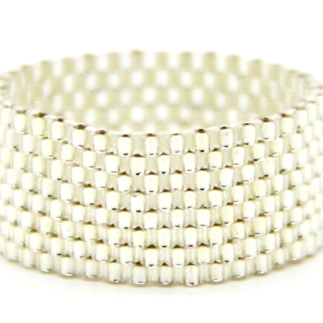 Miyuki-Delica-Glasperlen-Bandring in Silber, Peyote-Stitch
