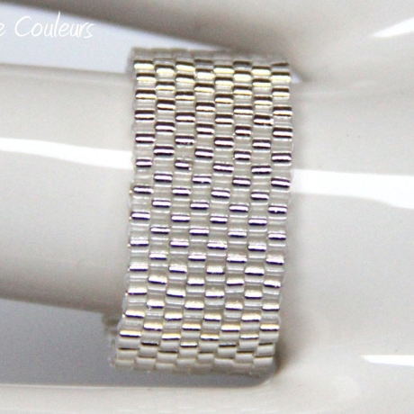 Miyuki-Delica-Glasperlen-Bandring in Silber, Peyote-Stitch