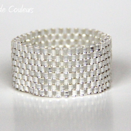 Miyuki-Delica-Glasperlen-Bandring in Silber, Peyote-Stitch