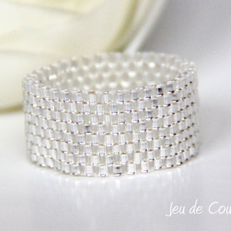 Miyuki-Delica-Glasperlen-Bandring in Silber, Peyote-Stitch