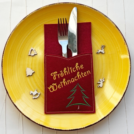 8x Stickdatei Bestecktasche Tanne ab 10x10cm stickdirwas