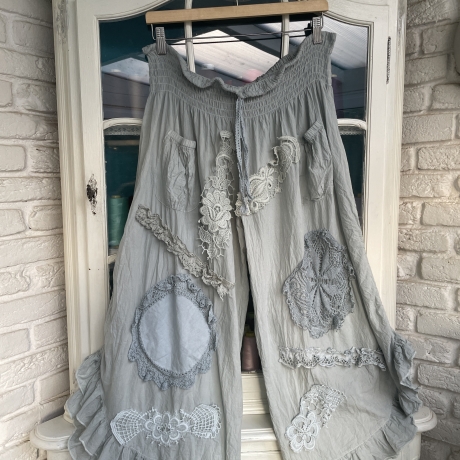 Hosenrock Größe 34 bis 46 rauchblau handgefärbt neu handgefertigt