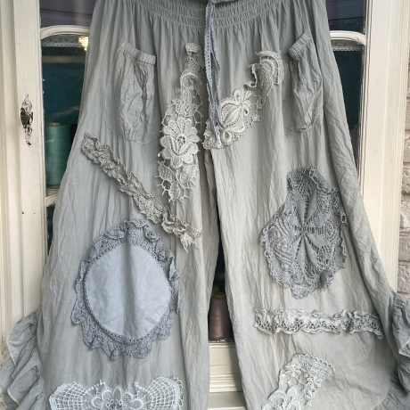 Hosenrock Größe 34 bis 46 rauchblau handgefärbt neu handgefertigt