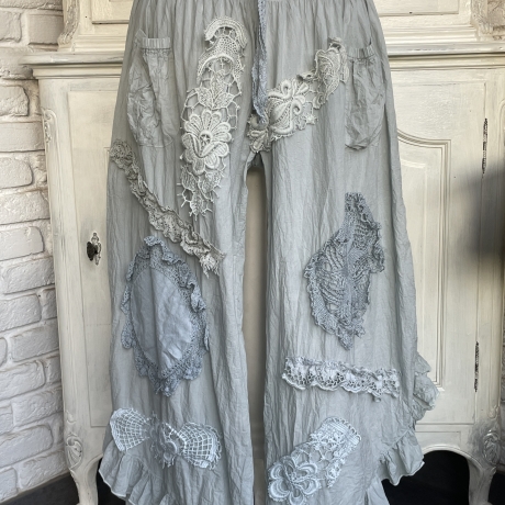 Hosenrock Größe 34 bis 46 rauchblau handgefärbt neu handgefertigt