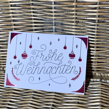 Weihnachtsgrüße - Frohe Weihnachten - weiß - holo rot