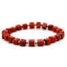 elastisches Korallenwürfel-Armband in Rot mit Edelstahl-Elementen