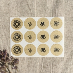 von Herzen • Sticker Set Aufkleber rund • Graspapier