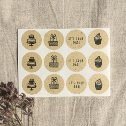 Happy Birthday • Sticker Set Aufkleber rund Graspapier Geburtstag