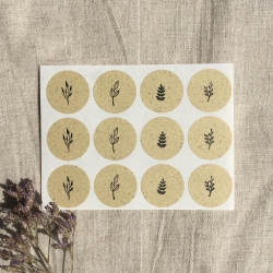 Sticker Aufkleber rund • kleine Zweige • Graspapier