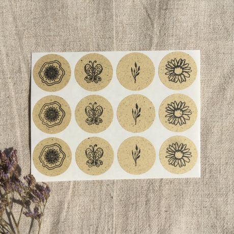 12 Sticker Aufkleber • Sommer • Graspapier