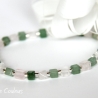 Aventurin- und Rosenquarz-Armband (elastisch) in Rosa und Grün