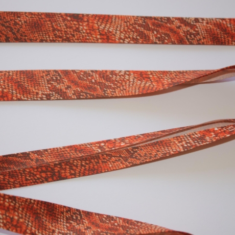 Schrägband Schlangen-Design orange rot 20 mm