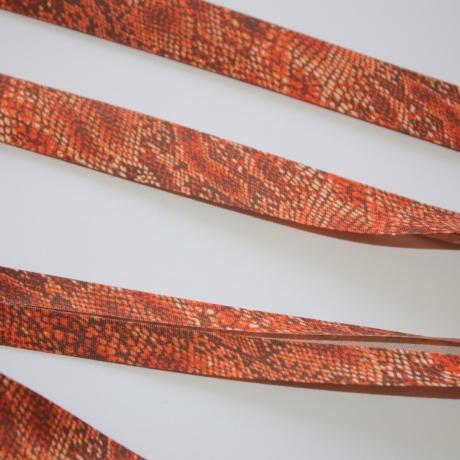 Schrägband Schlangen-Design orange rot 20 mm