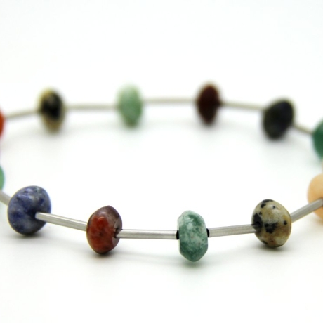 buntes Edelstein-Mix-Armband (elastisch) mit Edelstahlröhrchen