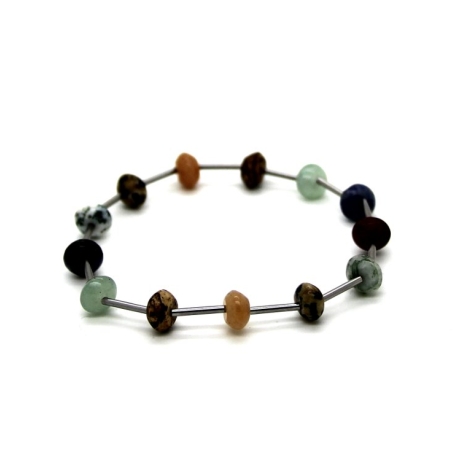 buntes Edelstein-Mix-Armband (elastisch) mit Edelstahlröhrchen