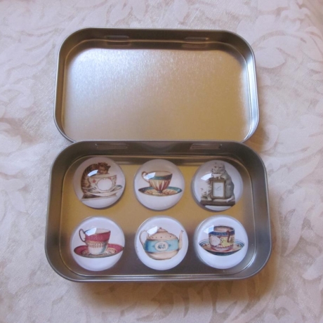 6er Set Cabochon Magnete Katzen Tee Kaffee Chats