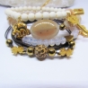 Armband Set Achatperle Strassperle Kleeblatt Schloss Elefant