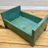 vintage Puppenbett aus Holz, handgemacht Unikat, grünblau, Maileg