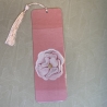 Lesezeichen rosa mit Blume - schwarz bunt geblümt - laminiert