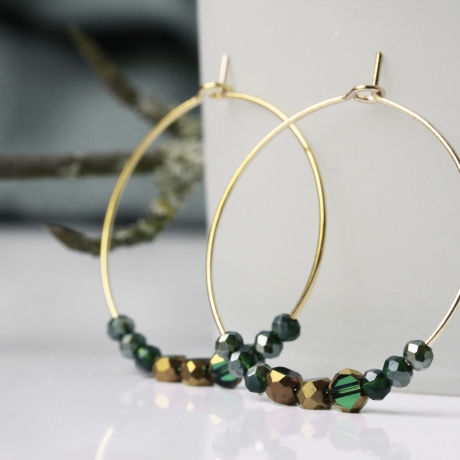 Creole böhmische Glasperlen Ohrring aus Edelstahl vergoldet 