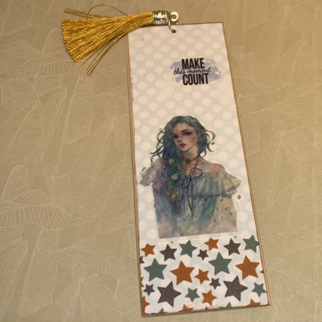 Lesezeichen - Designpapier - Girl - Stars - Frau - Sterne