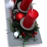 Adventskranz rot grau Adventsgesteck lang haltbar Weihnachtsdeko