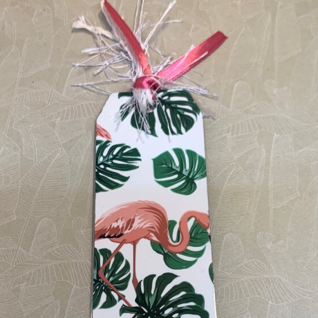 Lesezeichen - Designpapier - Flamingos - Monstera
