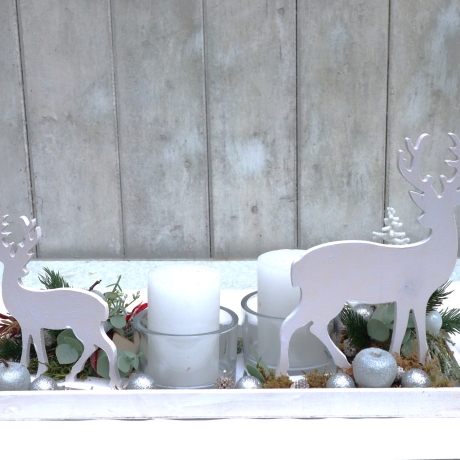 Adventskranz weiß Adventsgesteck lang haltbar Weihnachtsdeko