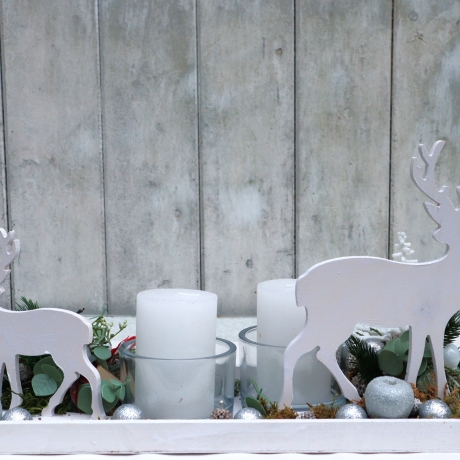 Adventskranz weiß Adventsgesteck lang haltbar Weihnachtsdeko