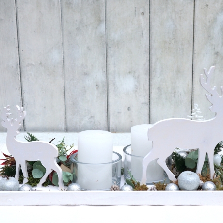 Adventskranz weiß Adventsgesteck lang haltbar Weihnachtsdeko