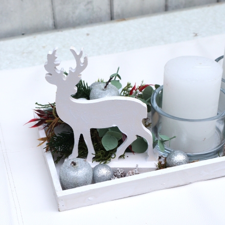 Adventskranz weiß Adventsgesteck lang haltbar Weihnachtsdeko