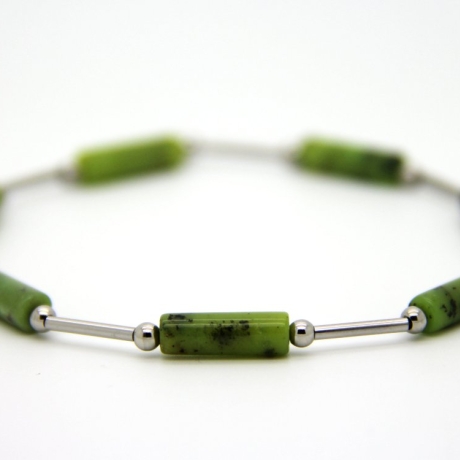 Chrysopras-Armband (elastisch) in Grün mit Edelstahl-Elementen